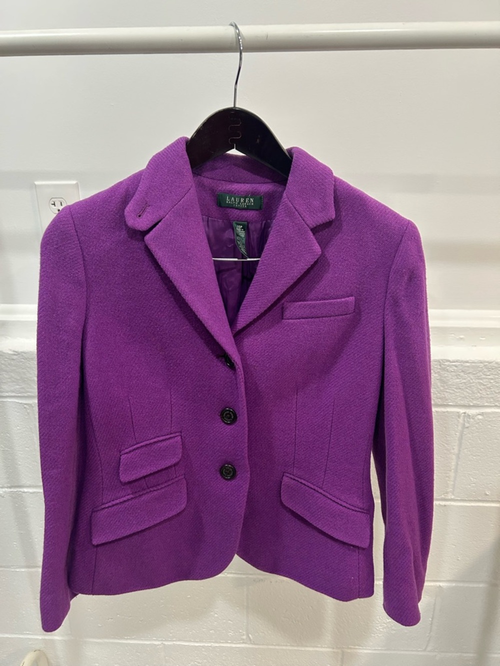 Ralph Lauren Purple Notch-Lapel Wool-Blend Blazer